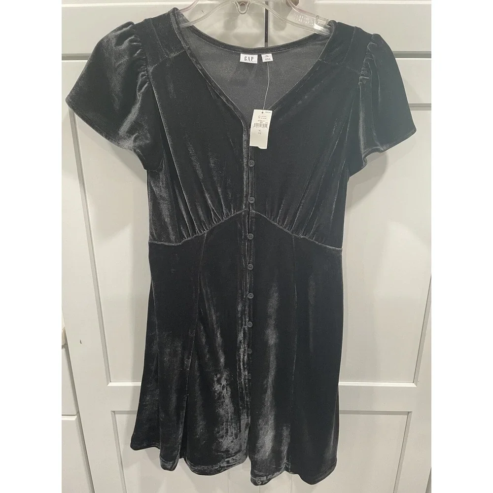 NWT GAP‎ Girls Dress Velvet Short Sleeve Holiday Party Crushed Velvet Sz 12